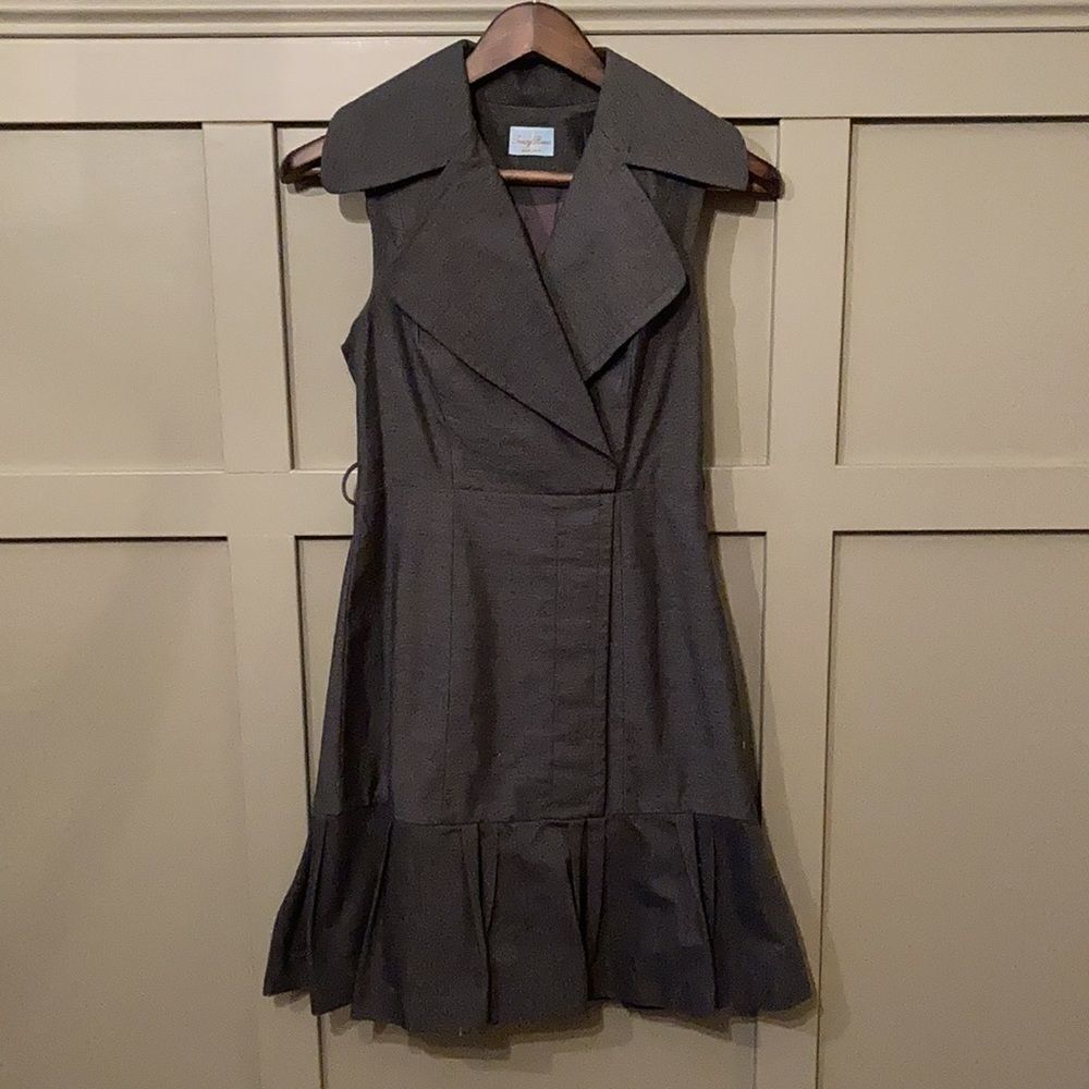 TRACY Reese Notched Collar Career Dress Charcoal Gray Size Small